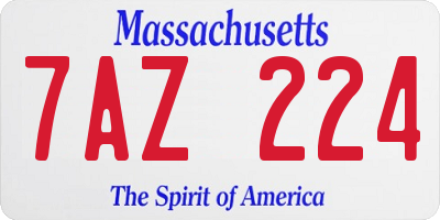 MA license plate 7AZ224