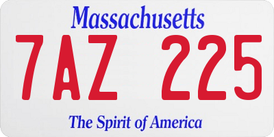 MA license plate 7AZ225