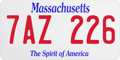 MA license plate 7AZ226