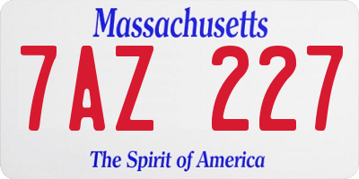 MA license plate 7AZ227