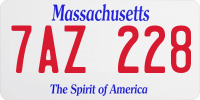 MA license plate 7AZ228
