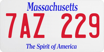 MA license plate 7AZ229