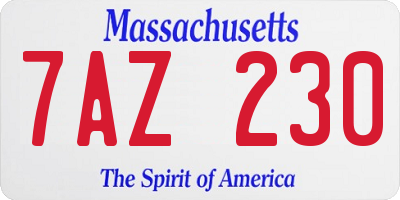 MA license plate 7AZ230