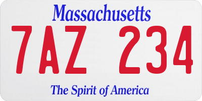 MA license plate 7AZ234