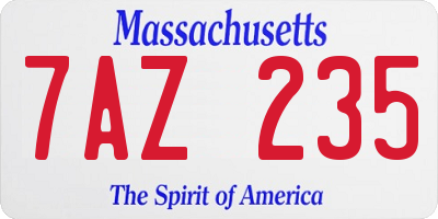 MA license plate 7AZ235