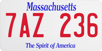 MA license plate 7AZ236