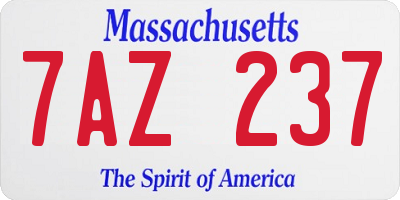 MA license plate 7AZ237