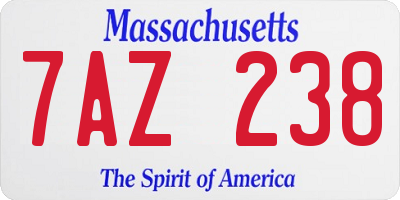 MA license plate 7AZ238