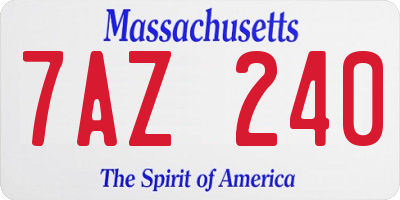 MA license plate 7AZ240