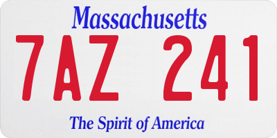 MA license plate 7AZ241