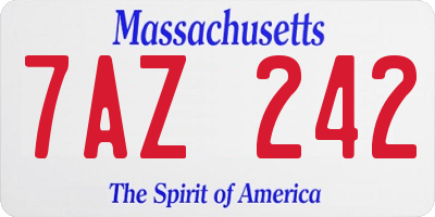 MA license plate 7AZ242