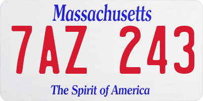 MA license plate 7AZ243