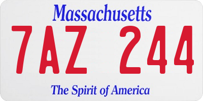 MA license plate 7AZ244