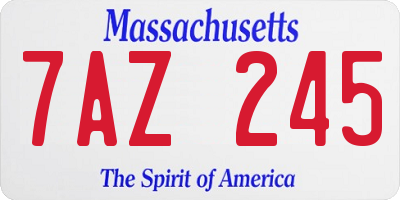 MA license plate 7AZ245