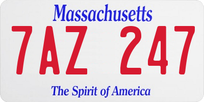 MA license plate 7AZ247