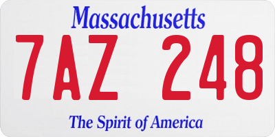 MA license plate 7AZ248