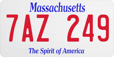 MA license plate 7AZ249