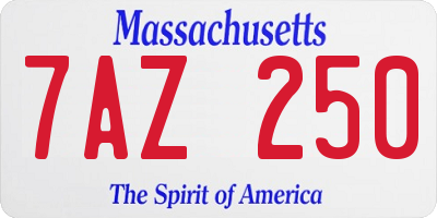 MA license plate 7AZ250