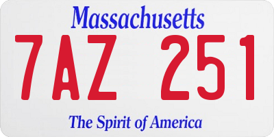 MA license plate 7AZ251
