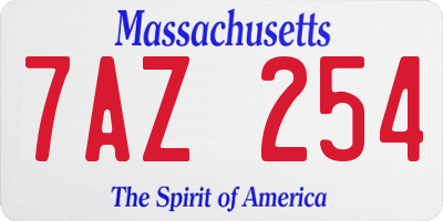 MA license plate 7AZ254