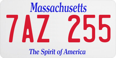 MA license plate 7AZ255