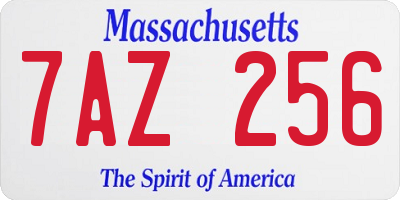 MA license plate 7AZ256