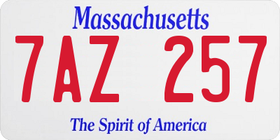 MA license plate 7AZ257