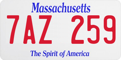 MA license plate 7AZ259
