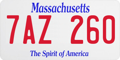 MA license plate 7AZ260