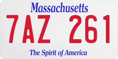 MA license plate 7AZ261