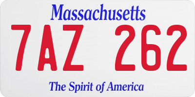 MA license plate 7AZ262