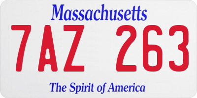 MA license plate 7AZ263