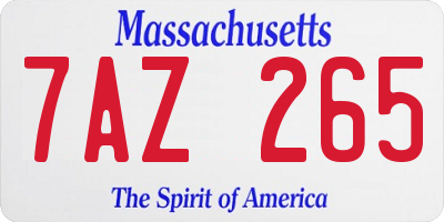 MA license plate 7AZ265