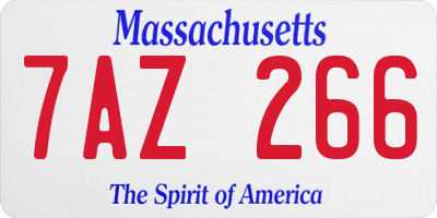 MA license plate 7AZ266