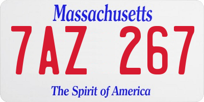 MA license plate 7AZ267