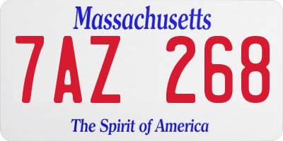 MA license plate 7AZ268