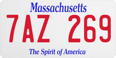 MA license plate 7AZ269