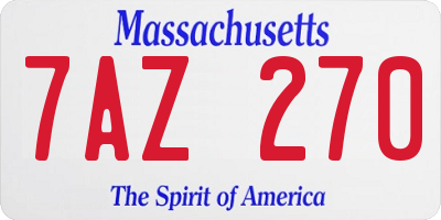 MA license plate 7AZ270
