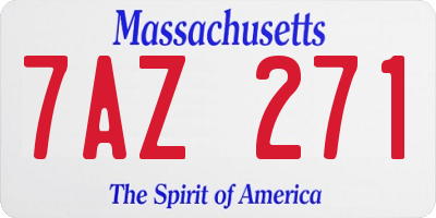 MA license plate 7AZ271