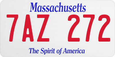 MA license plate 7AZ272