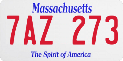 MA license plate 7AZ273
