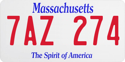 MA license plate 7AZ274