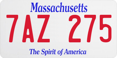 MA license plate 7AZ275