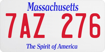 MA license plate 7AZ276