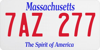 MA license plate 7AZ277
