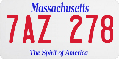 MA license plate 7AZ278