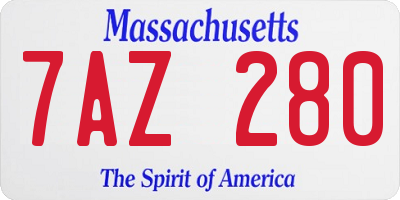 MA license plate 7AZ280