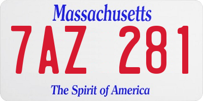 MA license plate 7AZ281