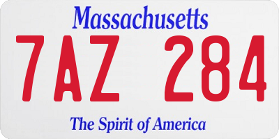 MA license plate 7AZ284