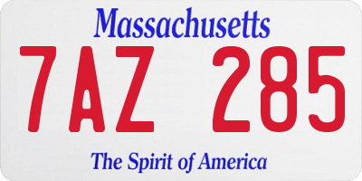 MA license plate 7AZ285